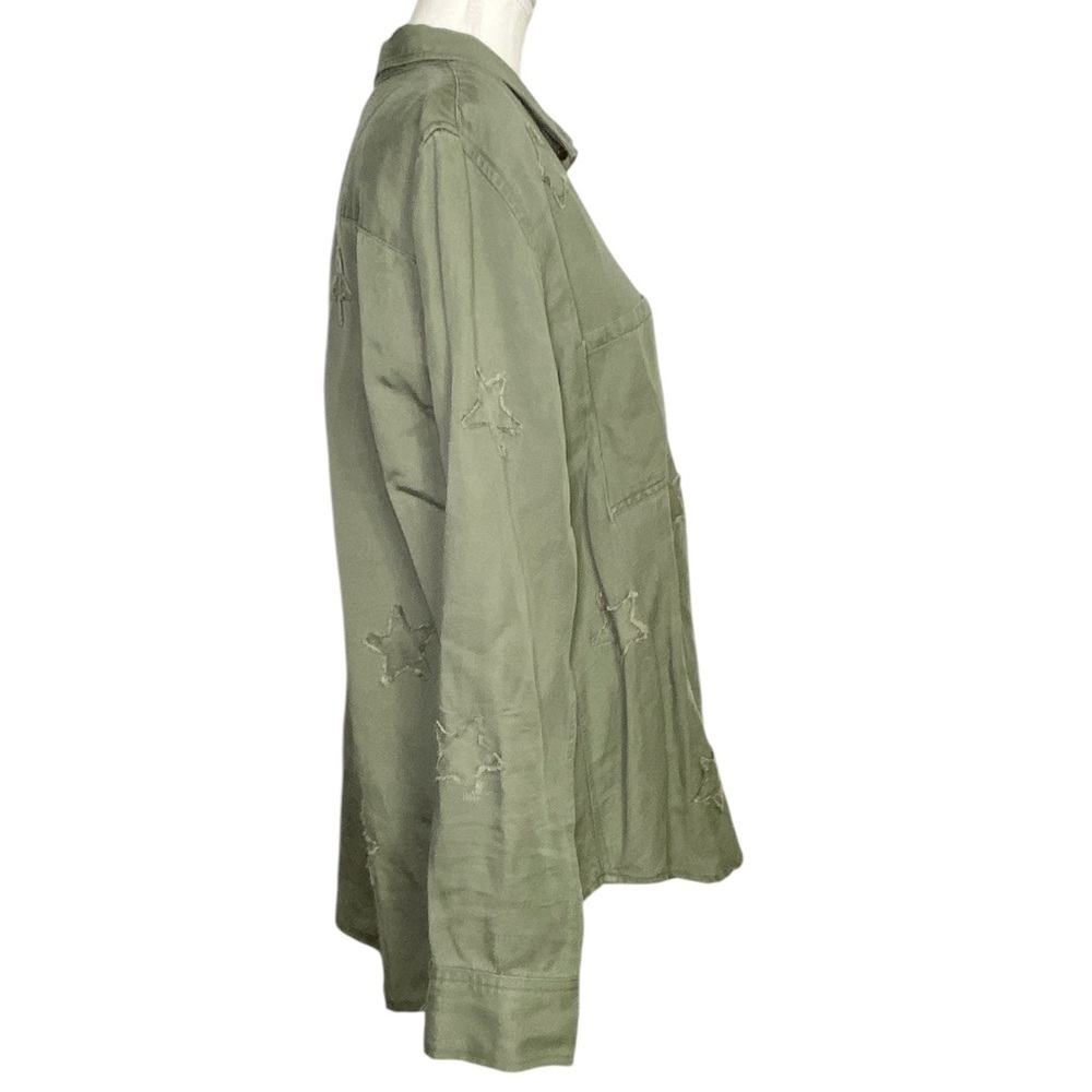 Rails Linen Marcel Sage with Stars Shirt Jacket Long Sleeve Button Down Green - Picture 3 of 16